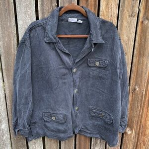 Y2K Chico’s Design Jean Jacket 3 XL Charcoal Black Denim Vintage Artsy Tencel
